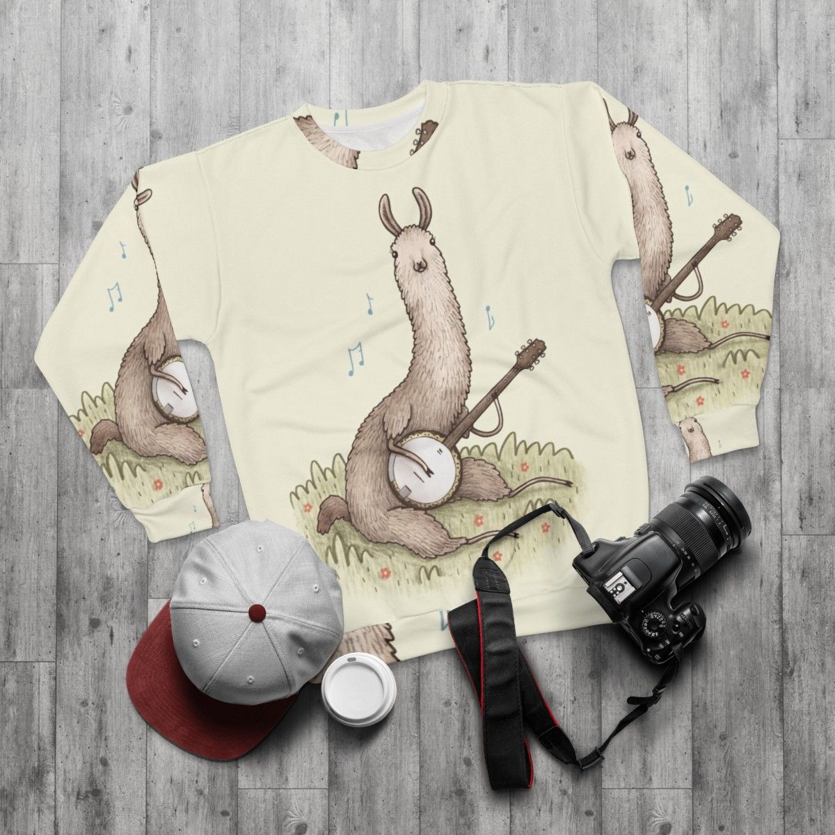 Banjo Llama Sweatshirt - flat lay