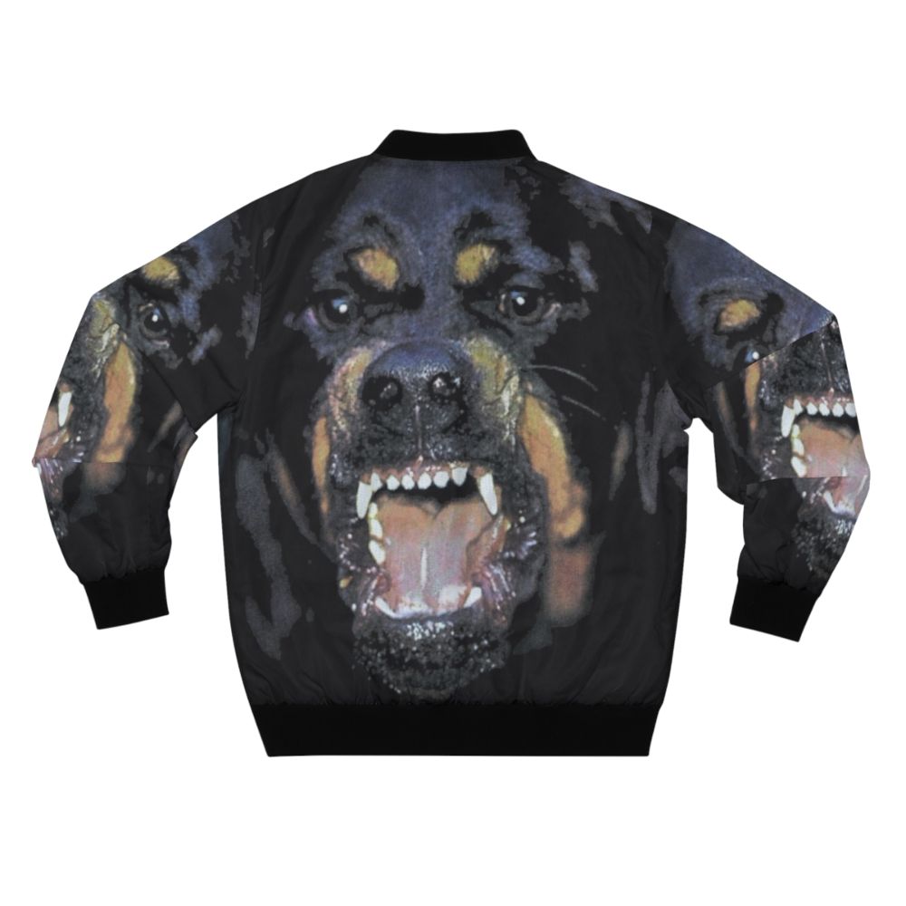 Rottweiler Bomber Jacket with Dog Silhouette Design - Back