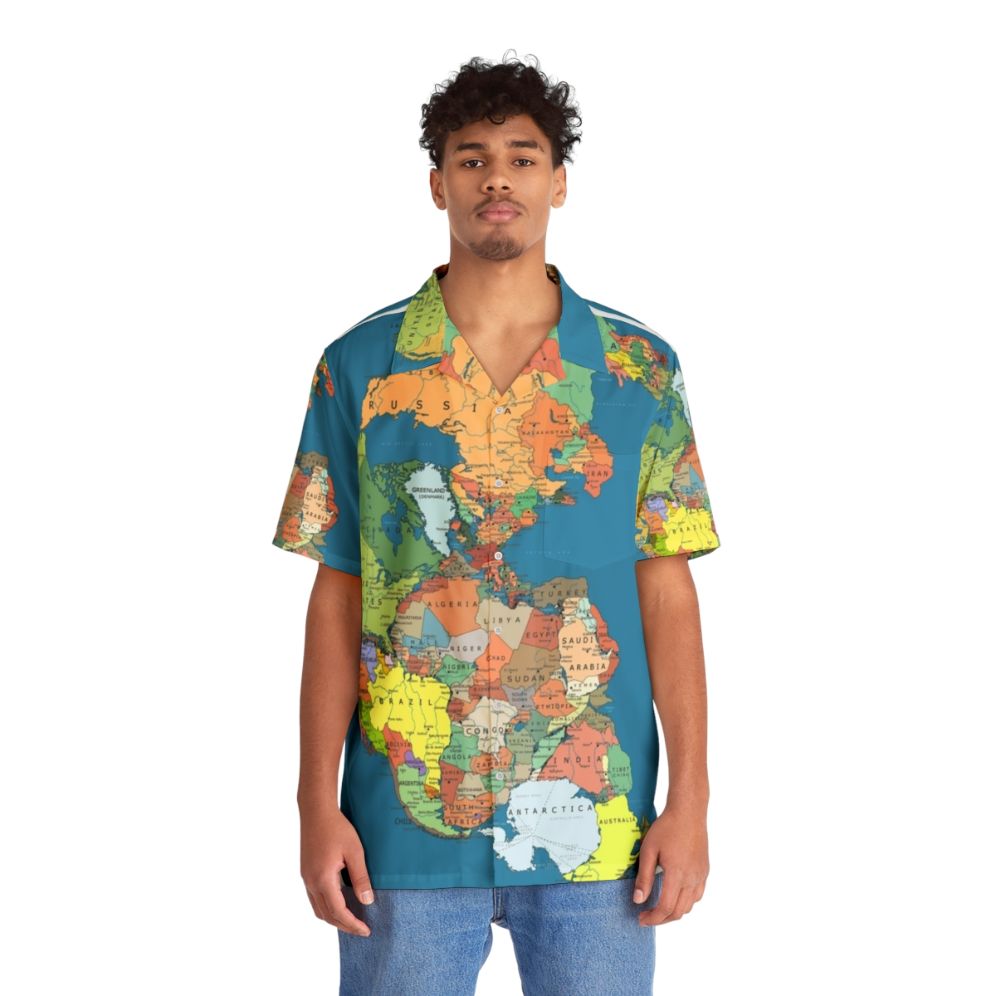 Vintage Hawaiian Shirt Featuring Pangaea Supercontinent Map - People Front