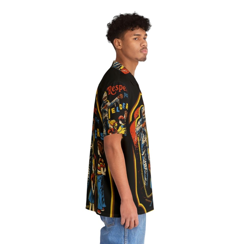 Respect Your Elders Vintage Hawaiian Shirt with Mummy Horror Design - People Pight