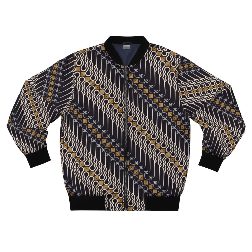 Batik parang pattern bomber jacket, featuring vibrant Javanese-inspired design