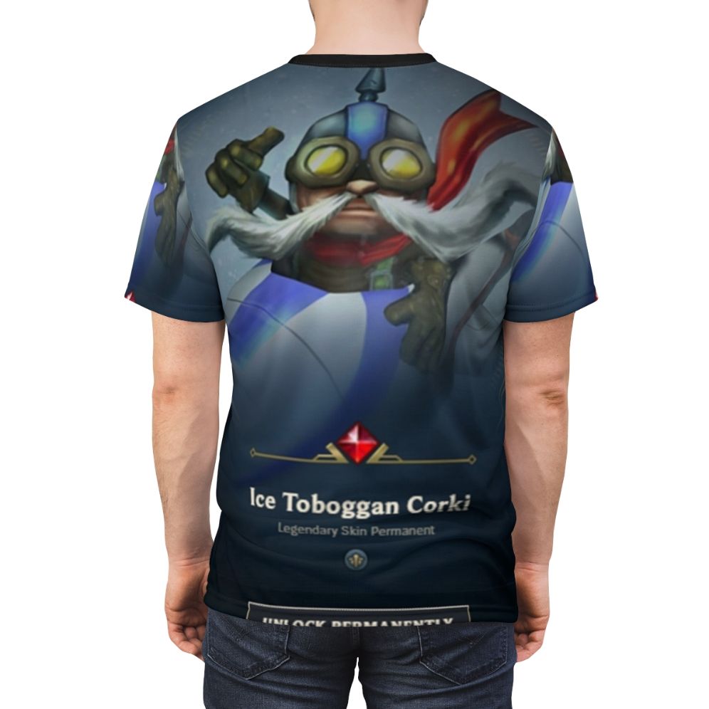 Poster Corki inspired AOP T-shirt for gaming enthusiasts - men back