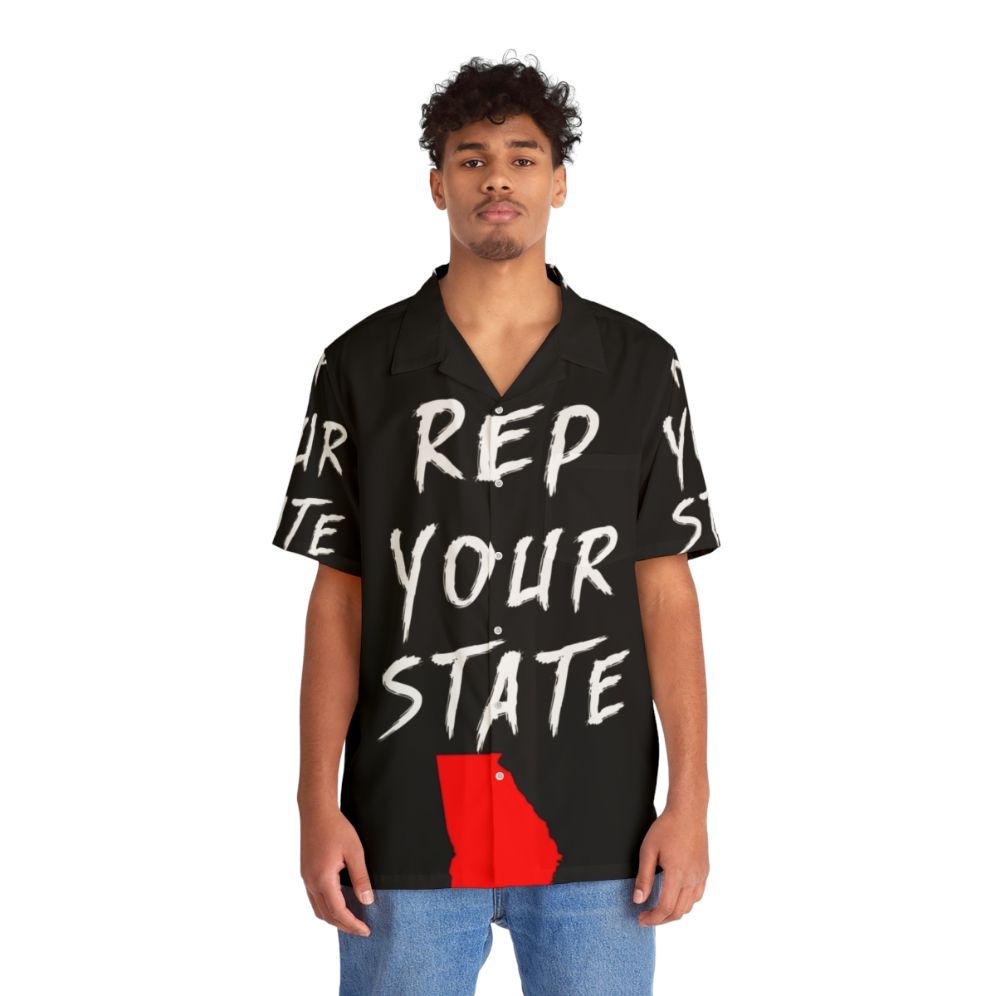 Georgia State Hawaiian Shirt - People Front