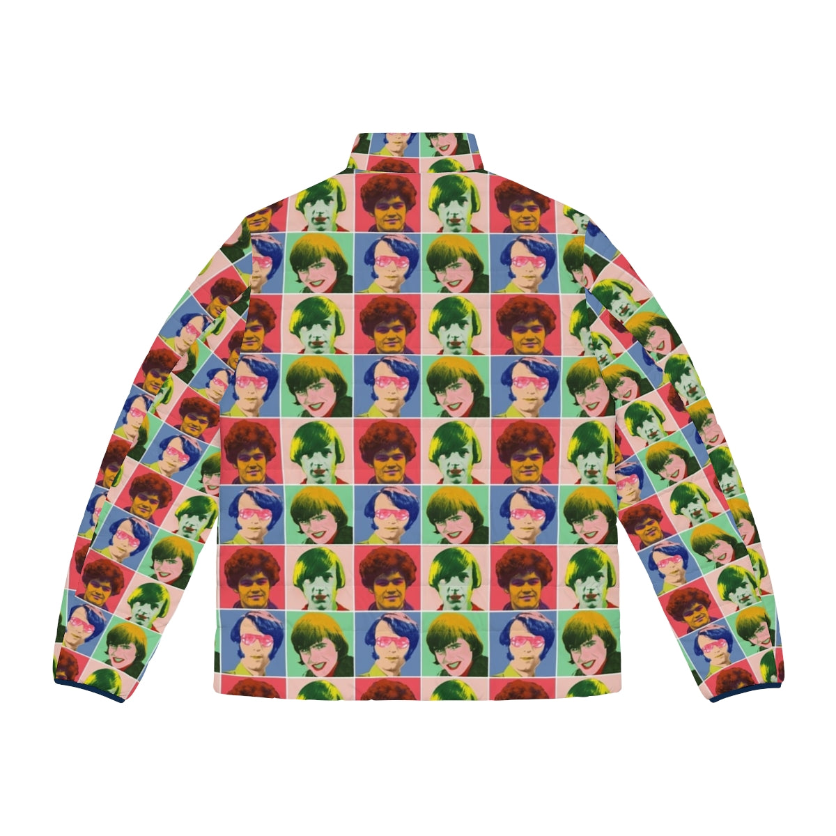 Warhol-inspired checkered puffer jacket featuring The Monkees band members - Back