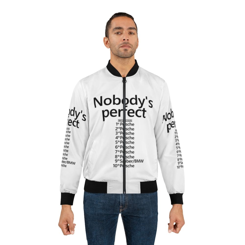 Classic Nobody's Perfect Bomber Jacket with Porsche Racing and Le Mans Inspired Design - Lifestyle