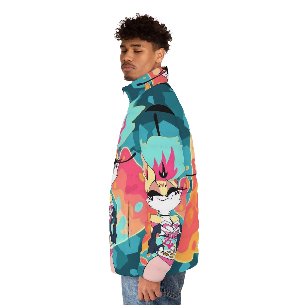 Helluva Boss Beelzebo Puffer Jacket - Anime inspired winter outerwear featuring the demonic character Beelzebub - men side left