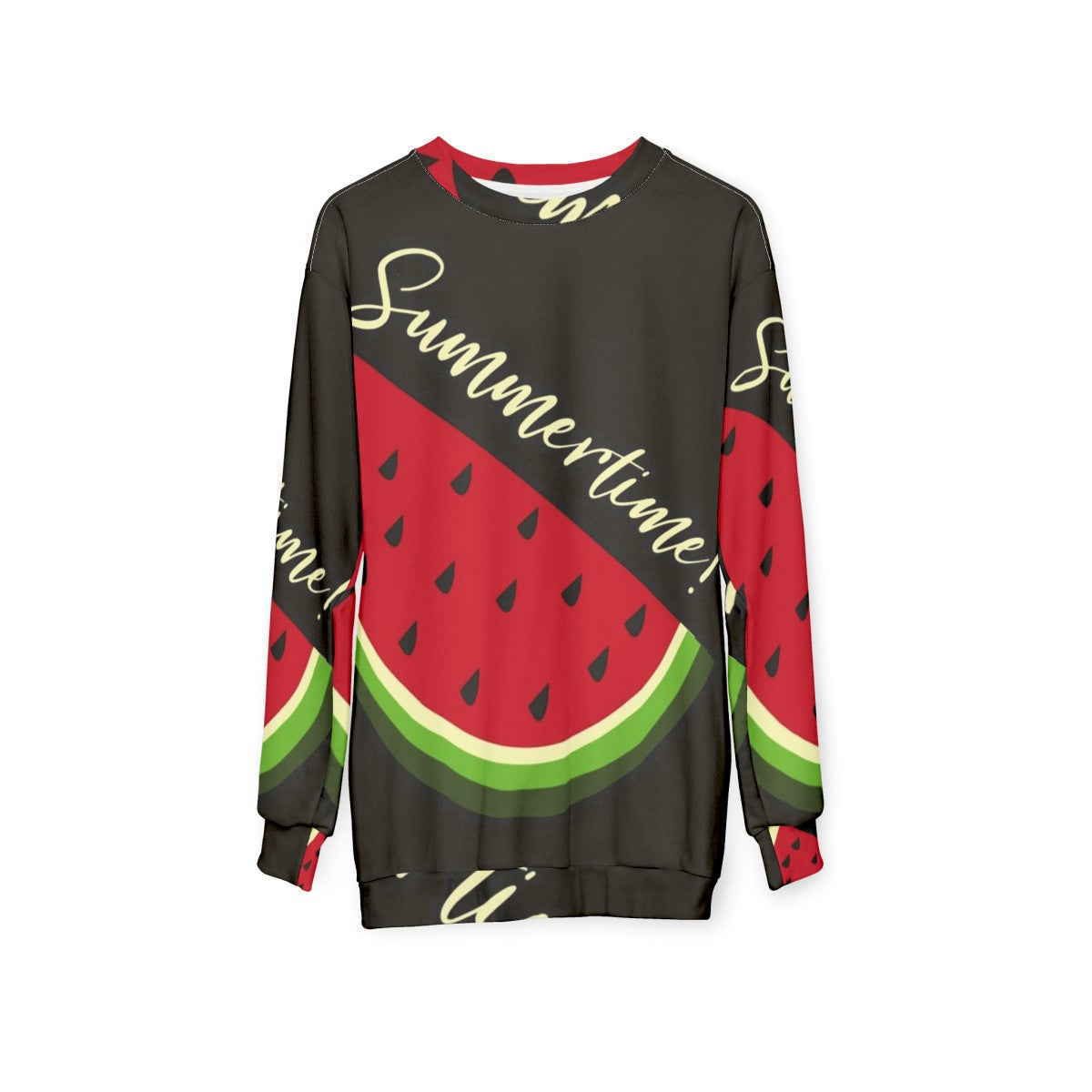 Black sweatshirt with a watermelon design - hanging