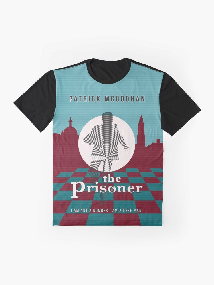 The Prisoner TV Show Retro Graphic T-Shirt with Patrick McGoohan as Number 6 - Flat lay