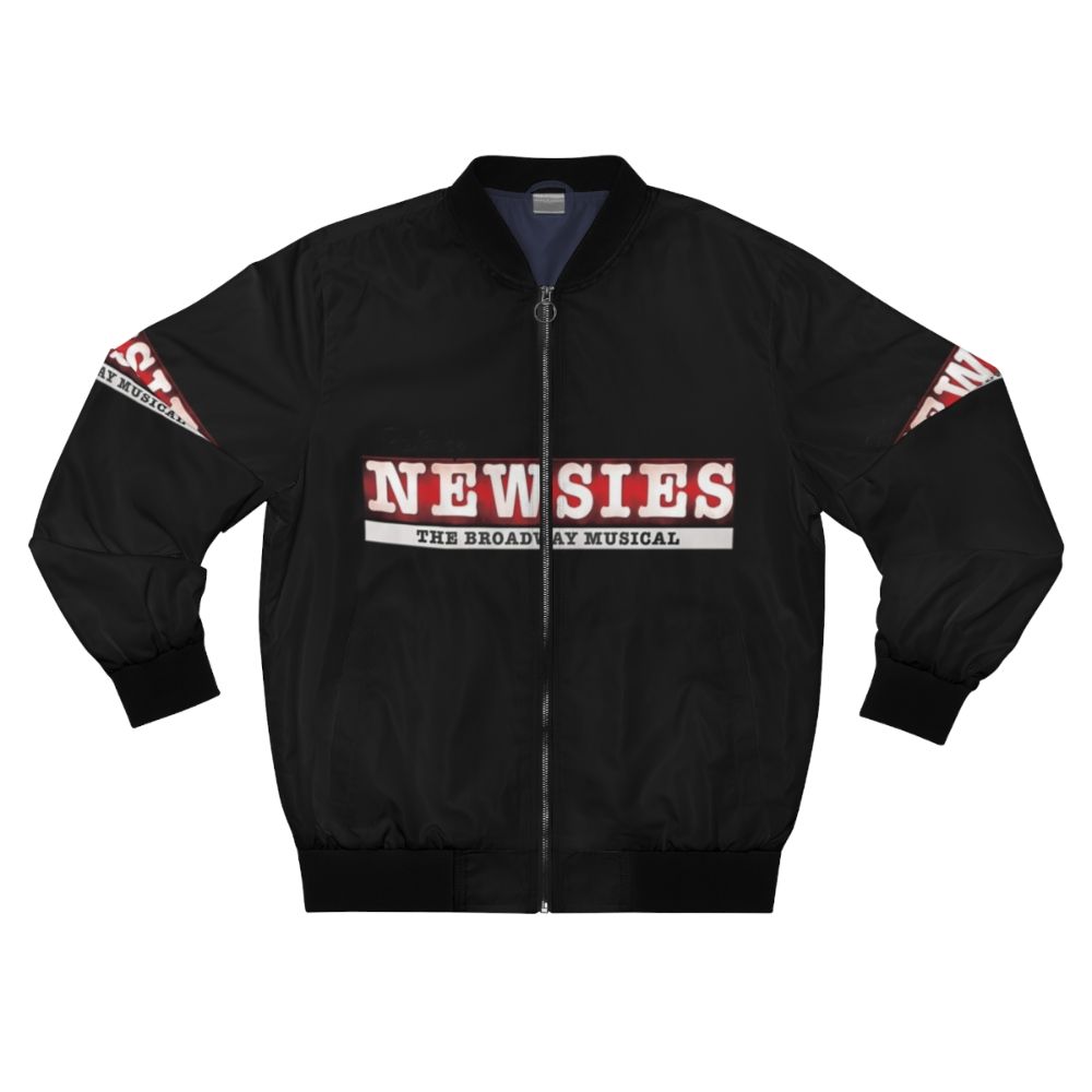 Newsies Broadway Logo Bomber Jacket featuring the iconic Newsies musical logo