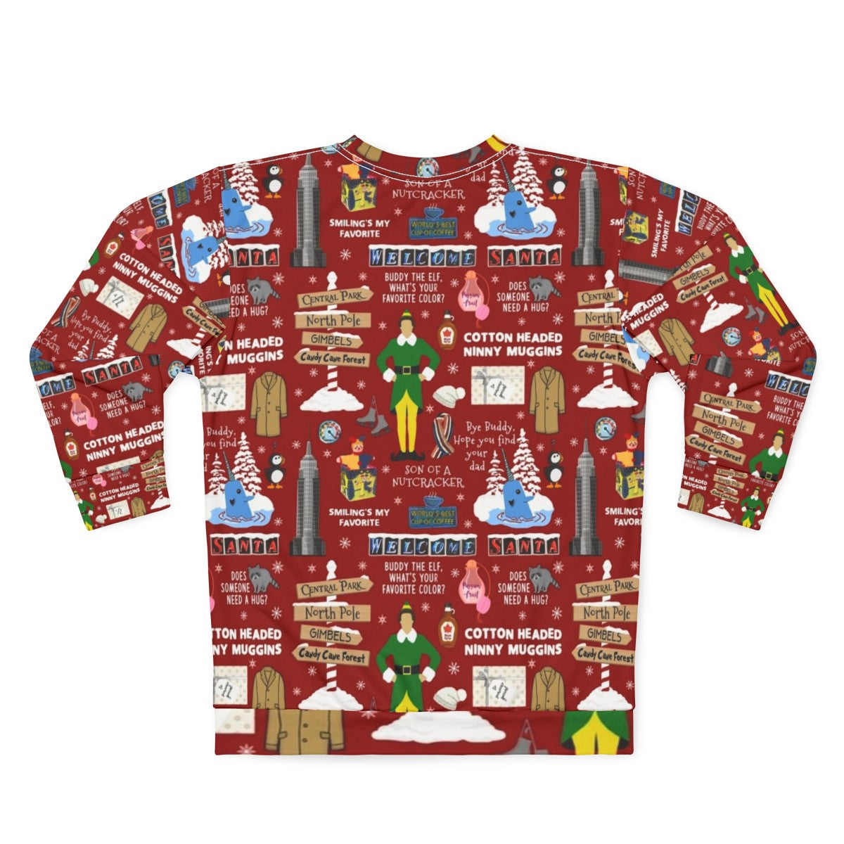 Buddy the Elf Collage Design Christmas Sweatshirt - Back