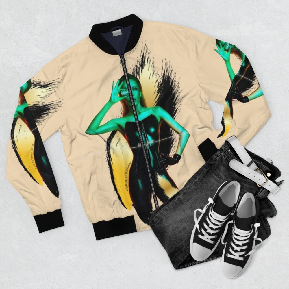 Kylie Minogue Retro Pop Bomber Jacket - Flat lay