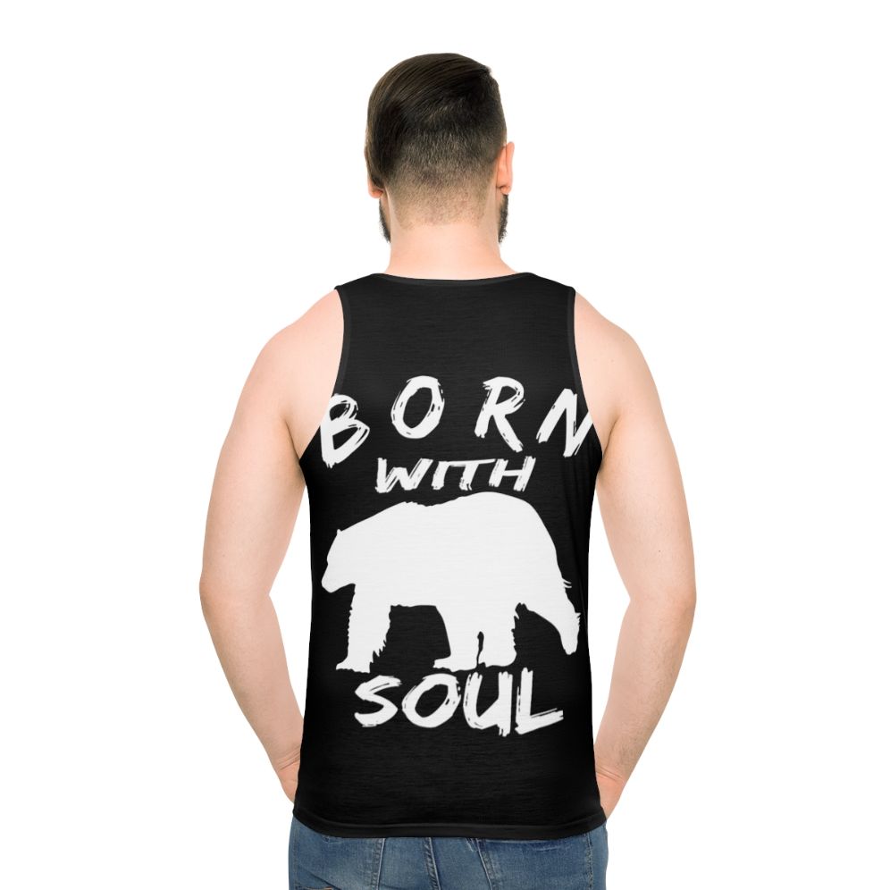 Unisex tank top with bear soul design - men back