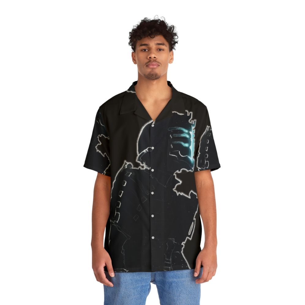 Dead Space inspired Hawaiian shirt featuring iconic elements from the game - People Front