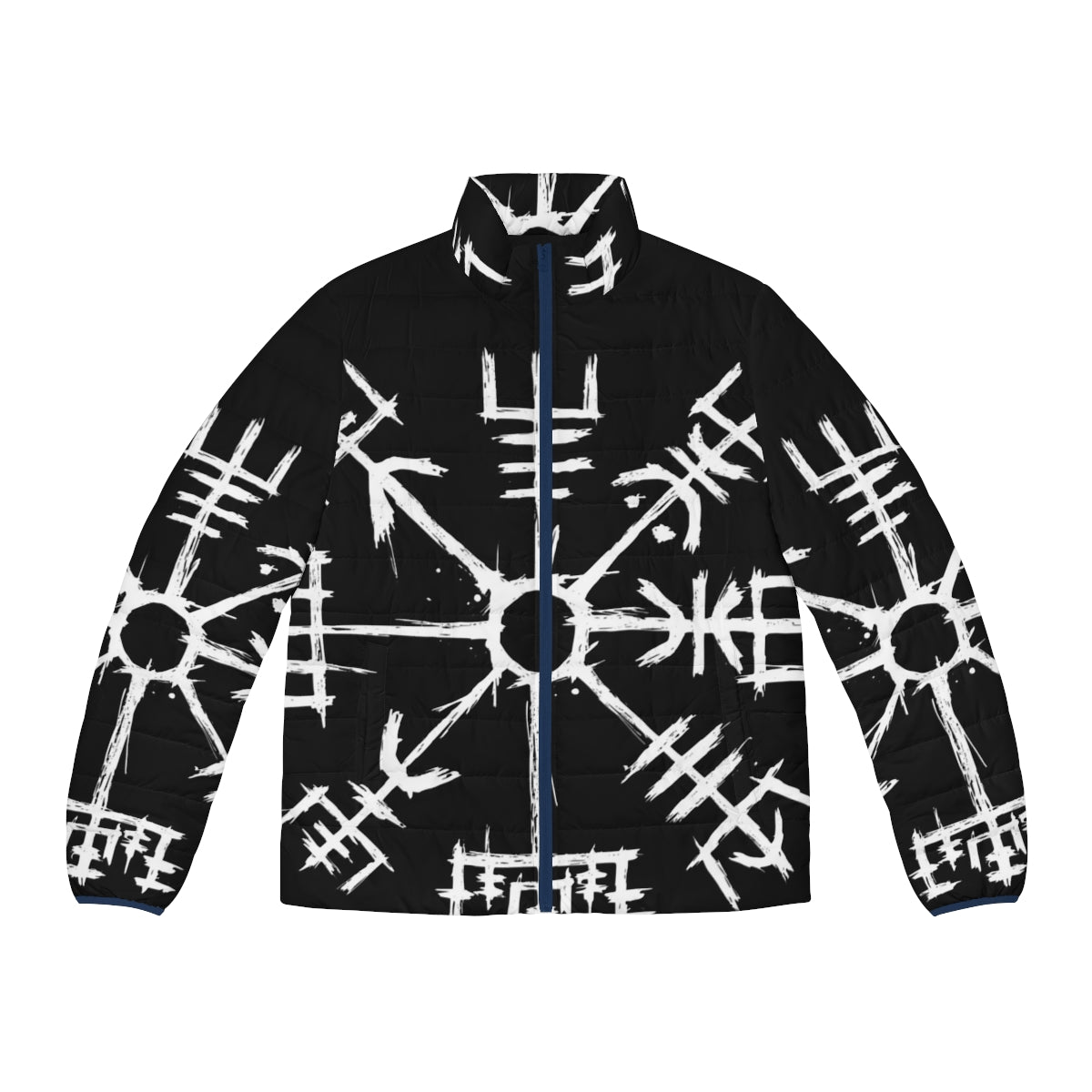 Vegvisir puffer jacket with Norse mythology inspired design