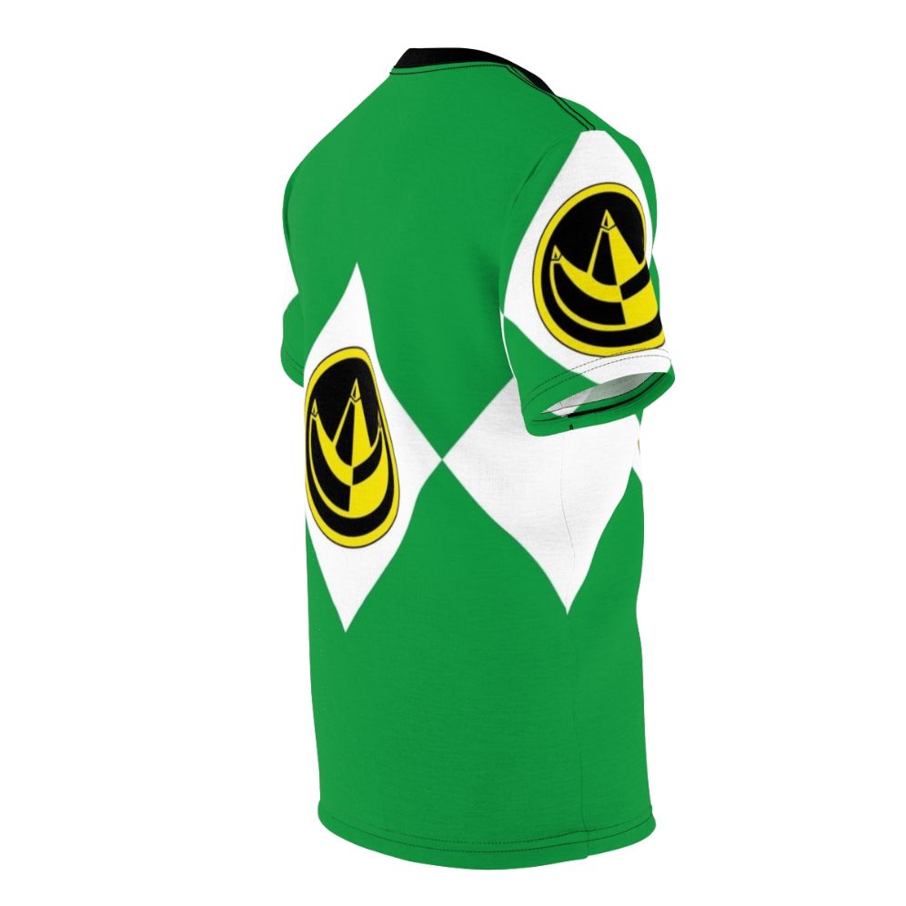 Retro-style graphic t-shirt featuring the Green Power Ranger and Coin from the 90s TV series - men right