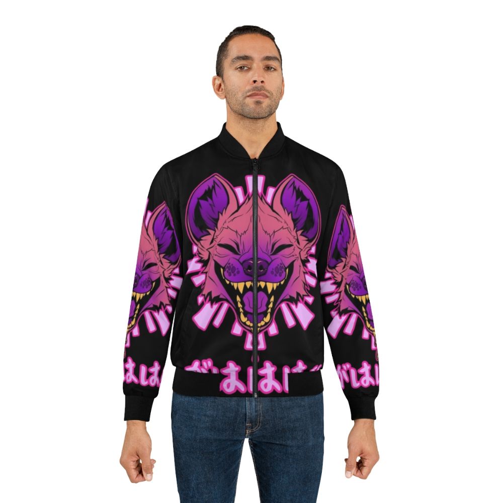 Hyena-themed bomber jacket with kawaii and vaporwave design - Lifestyle