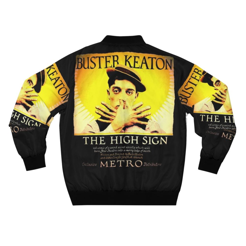 Buster Keaton "The High Sign" vintage bomber jacket, featuring a classic movie design - Back