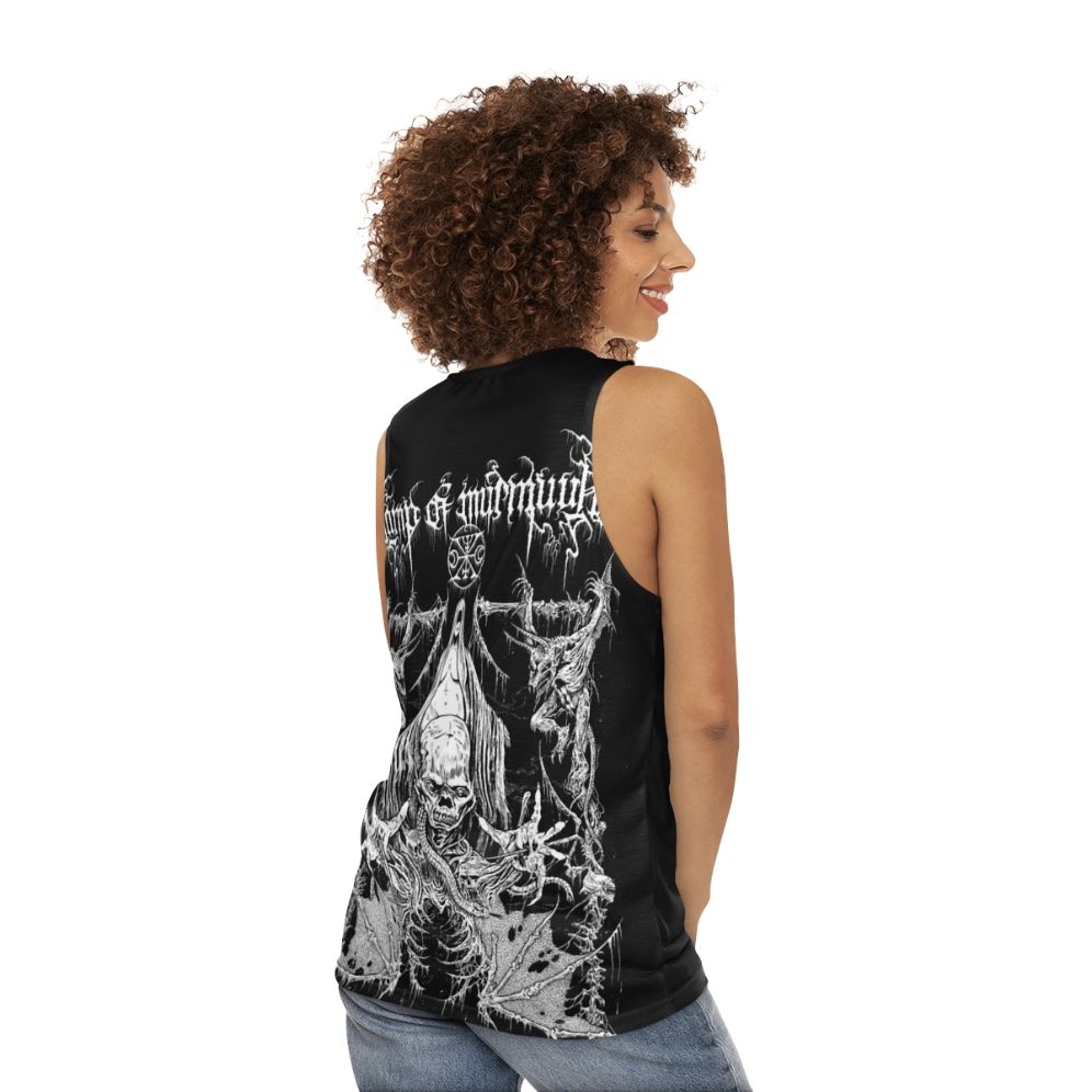 Black metal unisex tank top - women back