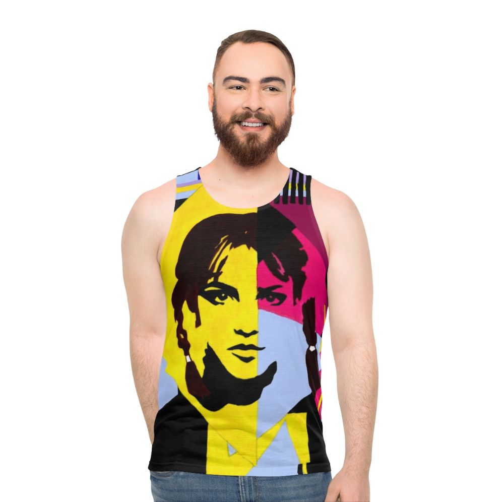 Unisex tank top with geometric pop art design - men