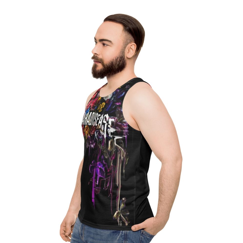 Unisex Glitch Floral Tank Top - men side