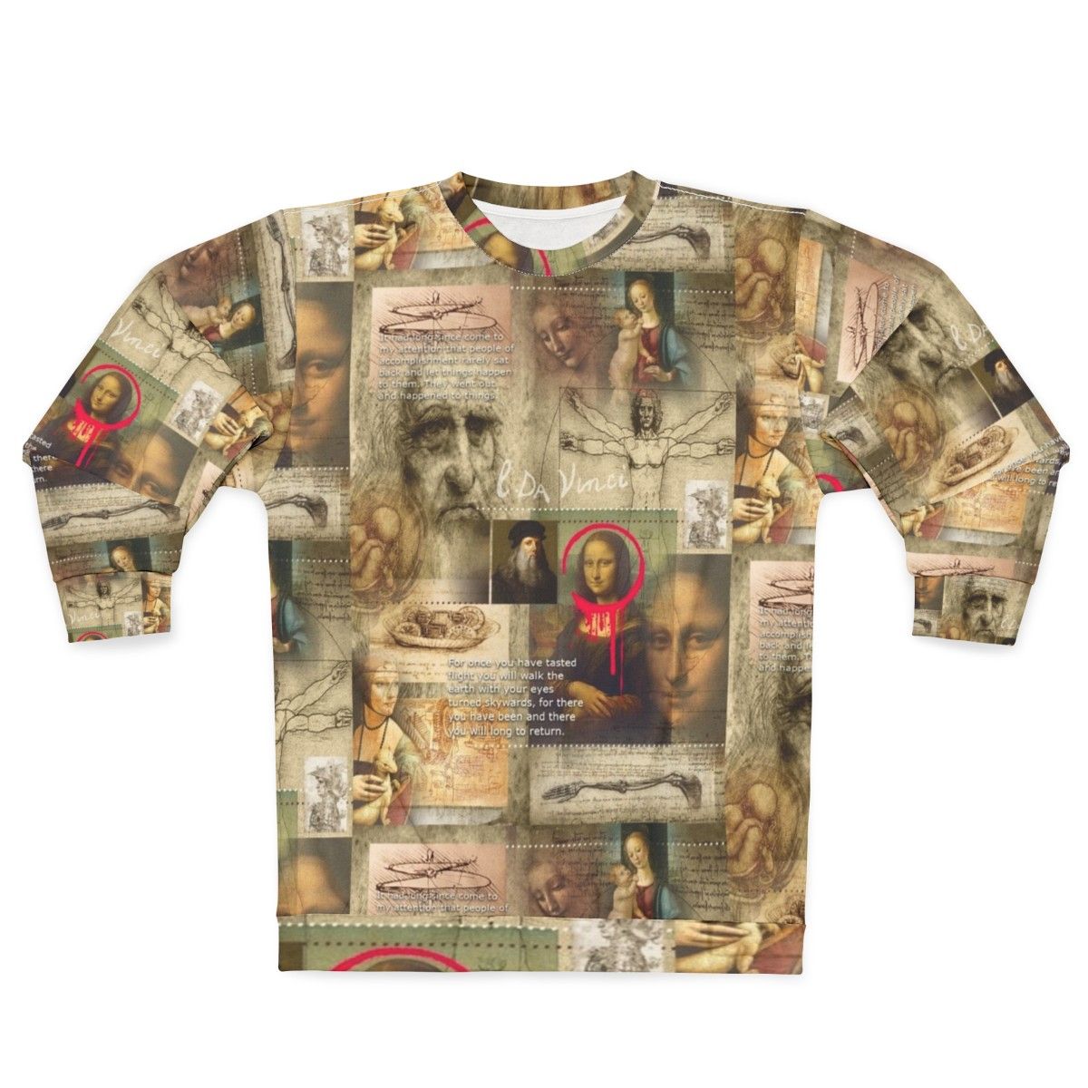 Renaissance-inspired sweatshirt featuring Leonardo Da Vinci's iconic artwork