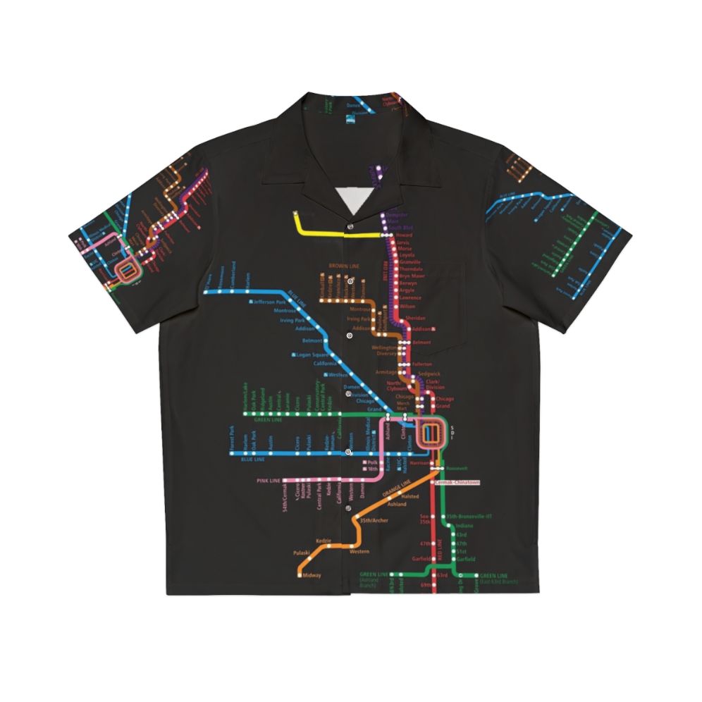 Chicago CTA Trains Map Hawaiian Shirt