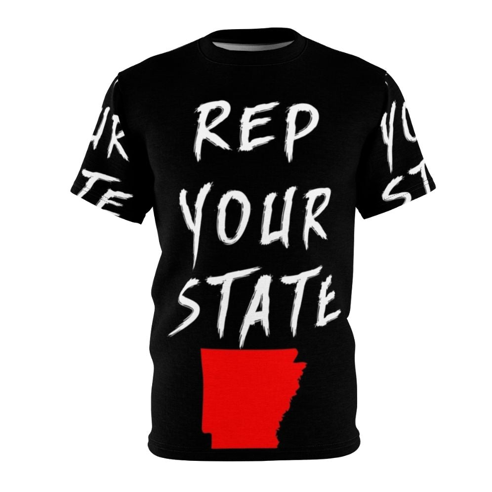 A high-quality t-shirt design featuring the Arkansas state flag