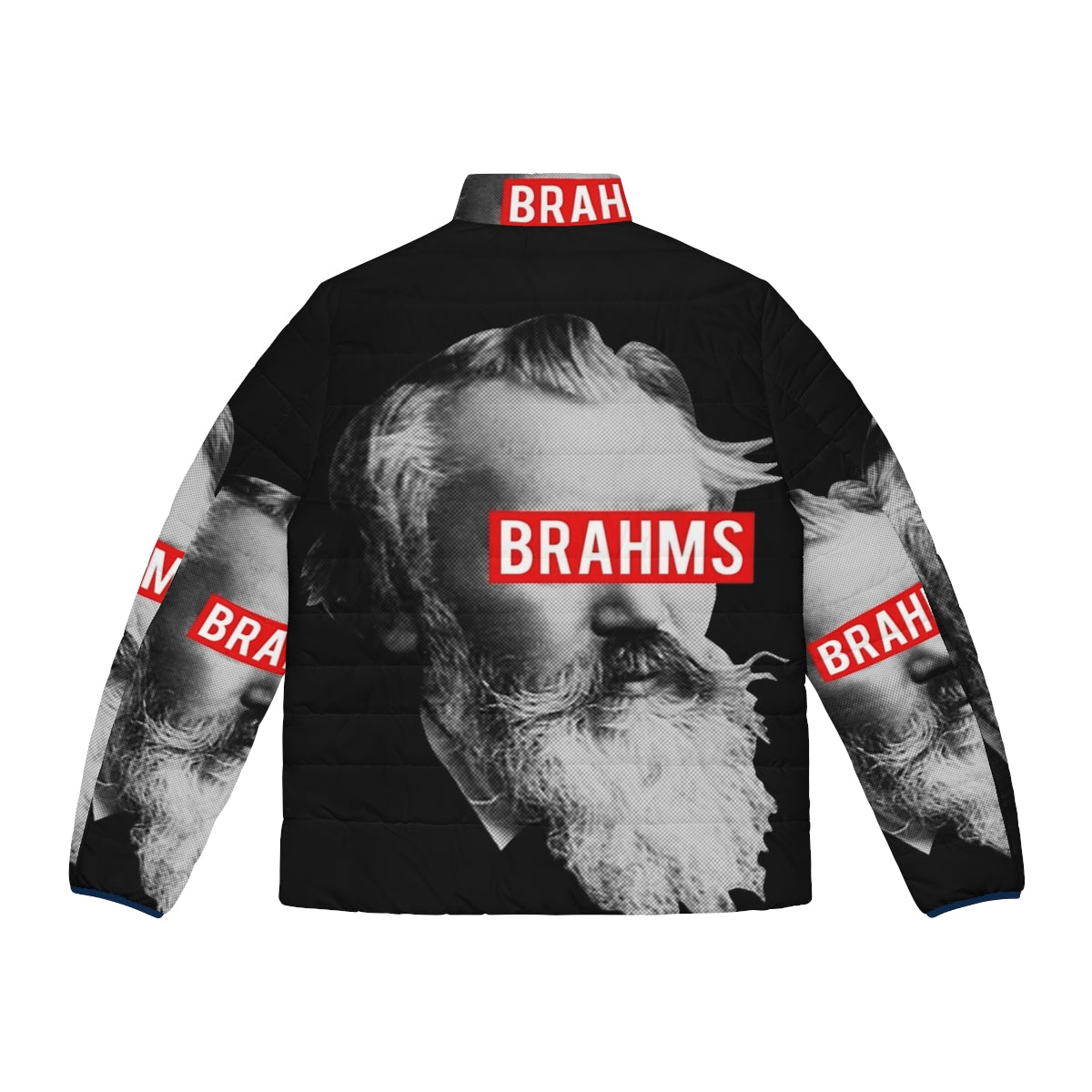 Brahms Classical Music Puffer Jacket - Stylish Composer Apparel - Back