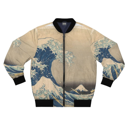 Bomber jacket featuring Katsushika Hokusai's famous woodblock print "The Great Wave off Kanagawa"