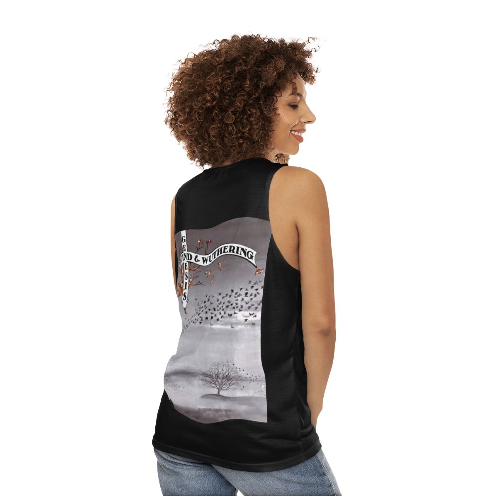 Vintage 'Wind and Wuthering' unisex tank top featuring Genesis album artwork - women back