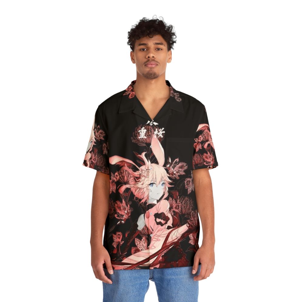 Fiery Higanbana and Fox Samurai Anime Hawaiian Shirt - People Front