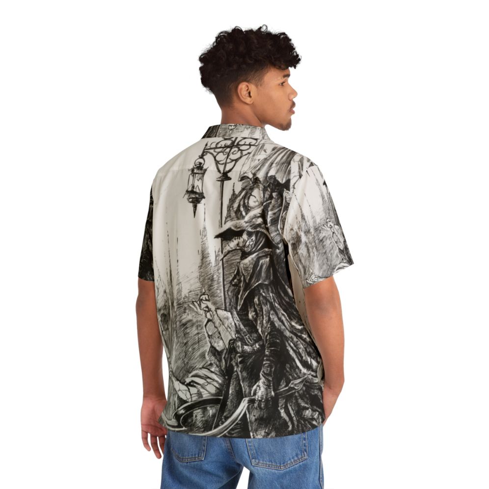 Bloodborne Eileen the Crow Hawaiian Shirt with Plague Doctor Motif - People Back