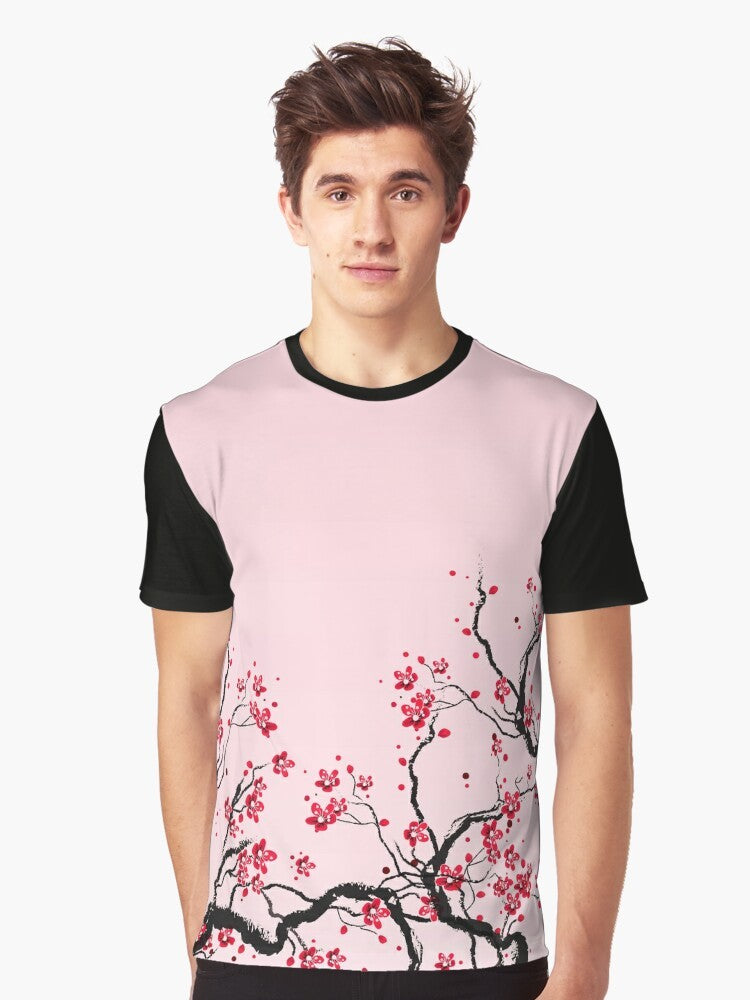 Cherry blossom floral graphic design on a t-shirt - Men