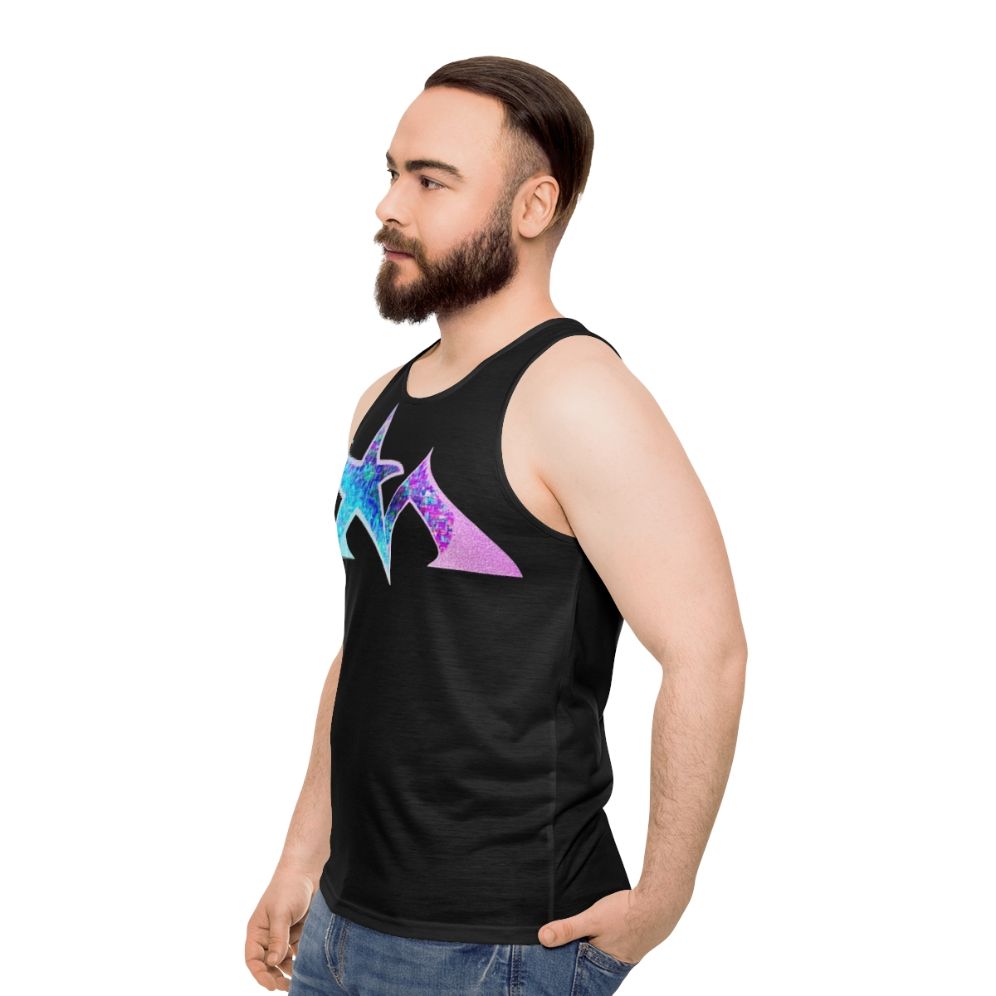 Unisex tank top featuring the Star Madman electronic music band logo - men side