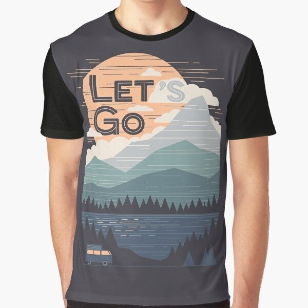 Vintage graphic t-shirt design featuring mountains, quote, and "The Paper Crane" logo