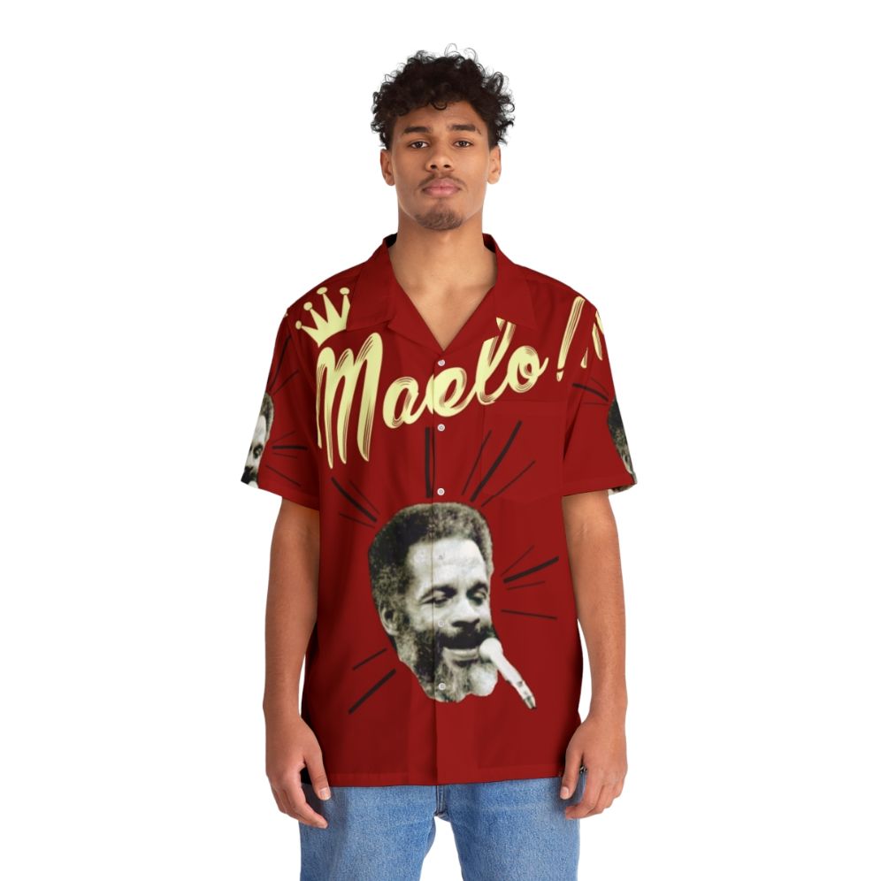 King Maelo Hawaiian Shirt with latin music and boricua culture influences - People Front