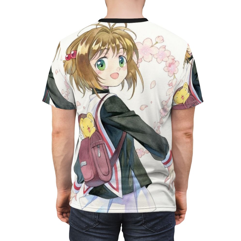 Vibrant Sakura inspired t-shirt design featuring characters from the beloved anime and manga series, Cardcaptor Sakura. - men back