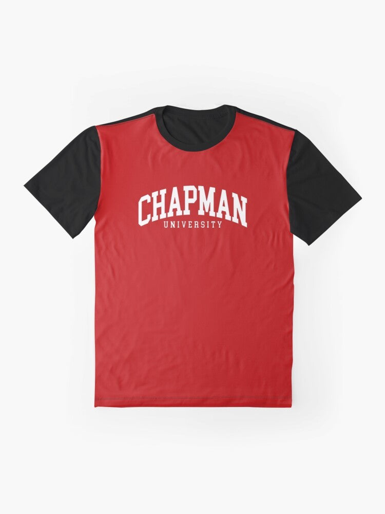 Chapman University college font curved graphic t-shirt - Flat lay