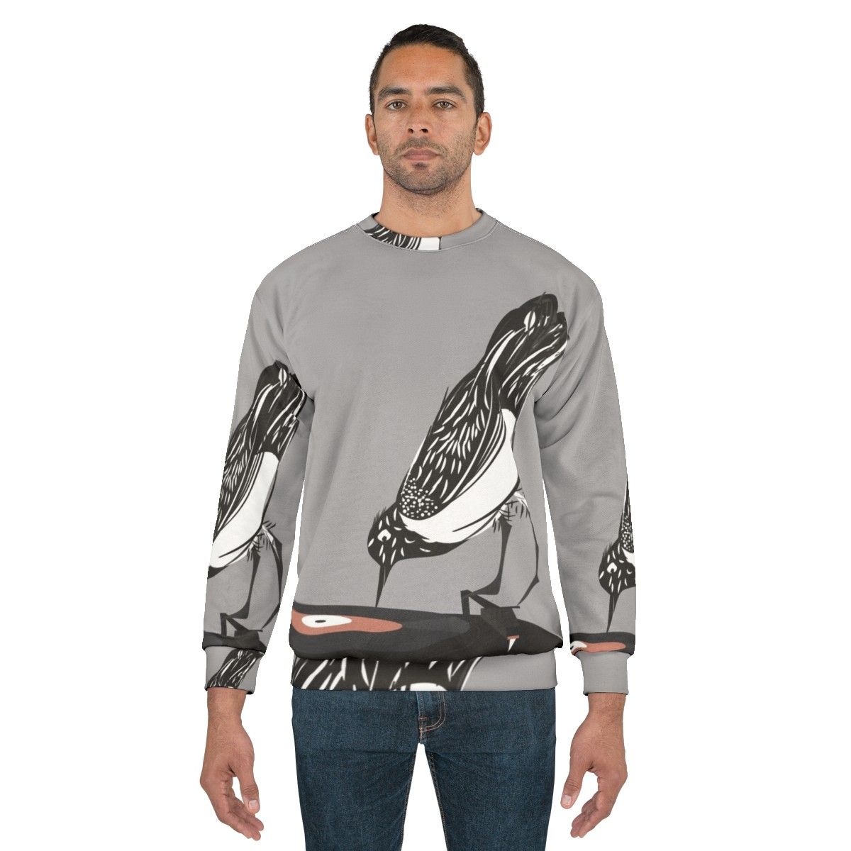 Magpie DJ Sweatshirt with Vintage Turntable Design - men