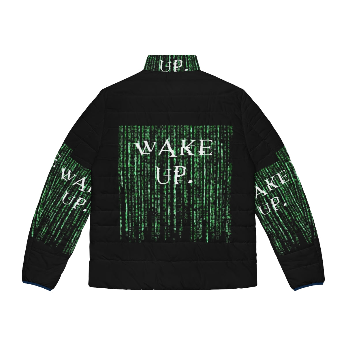 Matrix Neo Wake Up Puffer Jacket, inspired by the iconic The Matrix movie - Back