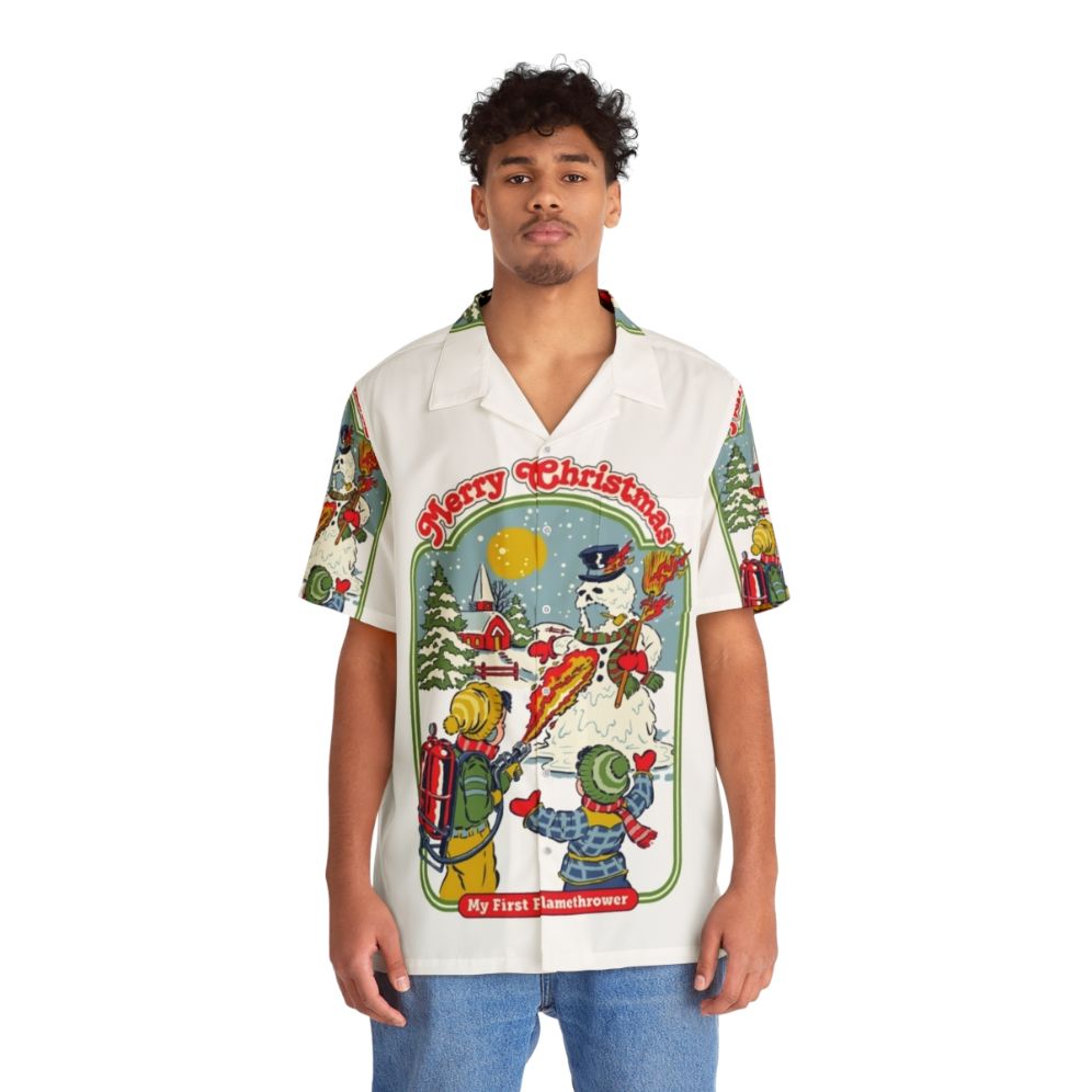 Retro Flamethrower Hawaiian Shirt - People Front