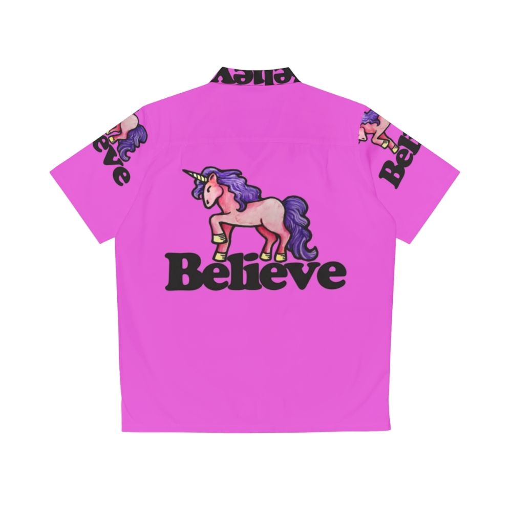 Believe in Unicorns Hawaiian Shirt with Colorful Unicorn Print - Back