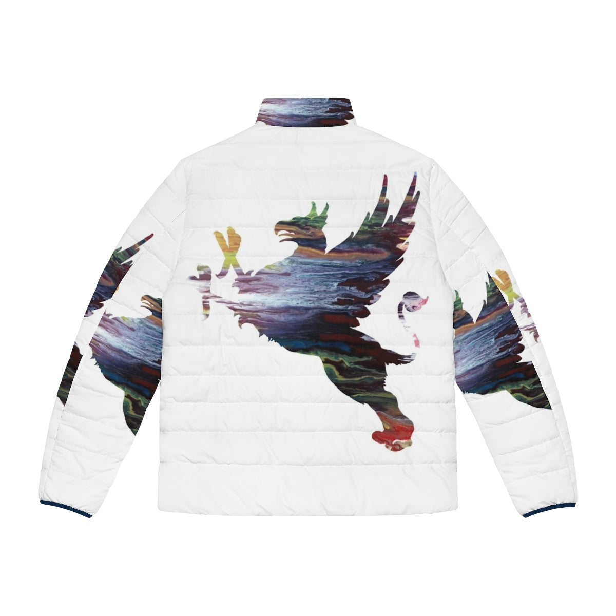 Gryphon Puffer Jacket - Mythological Creature Abstract Art for Nursery - Back