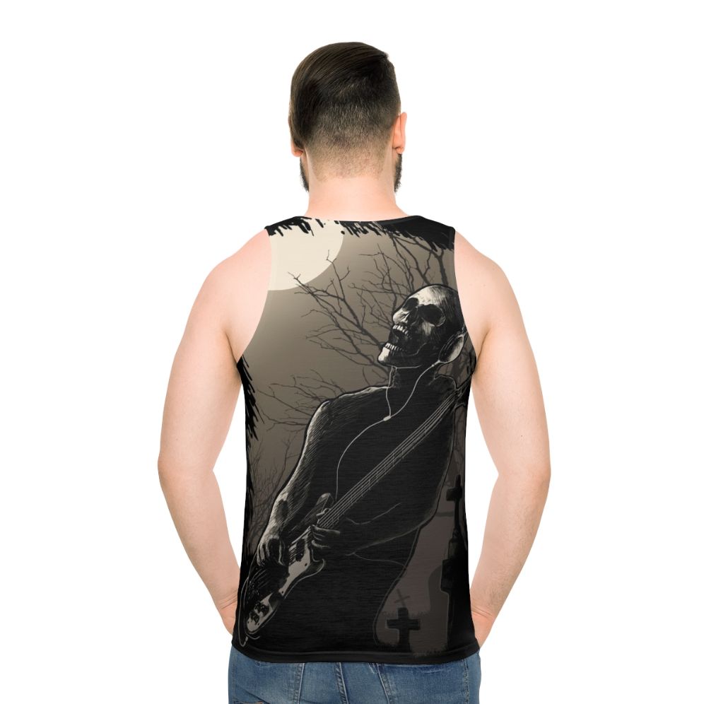 Midnight Rock Unisex Guitar Skull Tank Top - men back