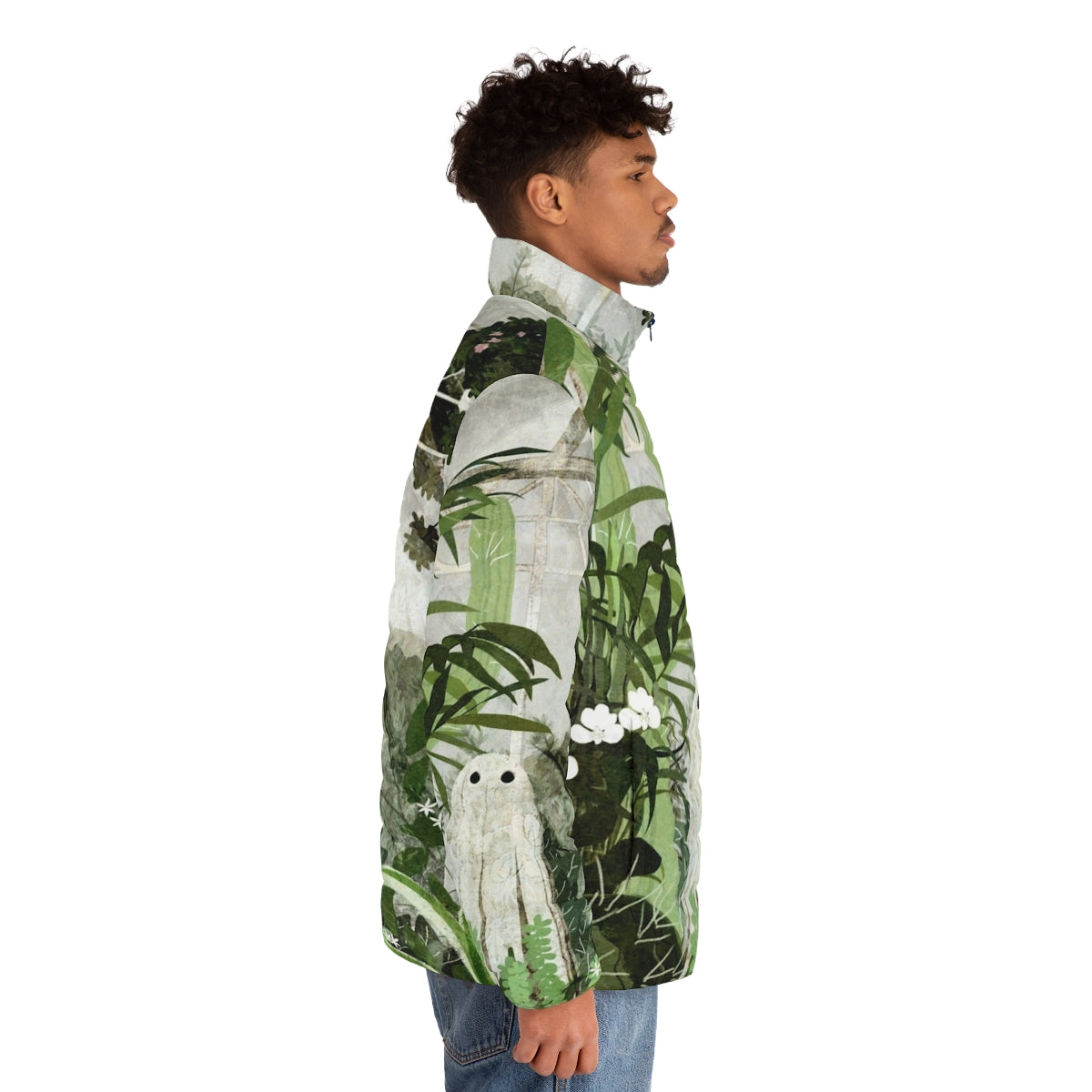 Ghostly puffer jacket with nature-inspired design - men side right