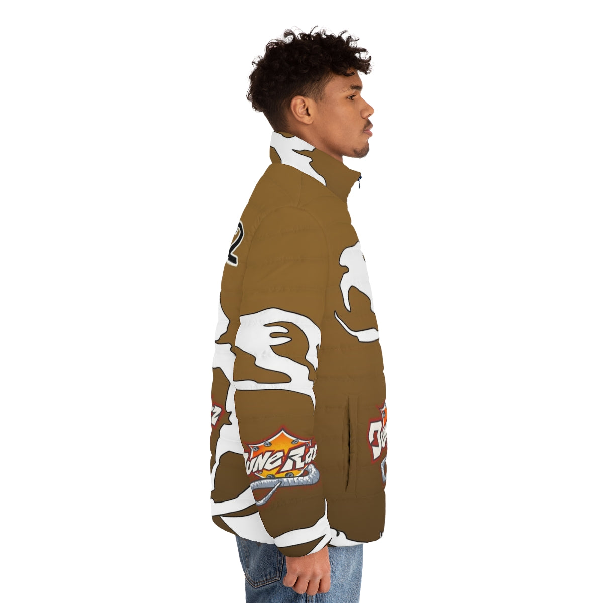 Hot Wheels Acceleracers Cosplay Puffer Jacket featuring Vert Wheeler inspired design - men side right