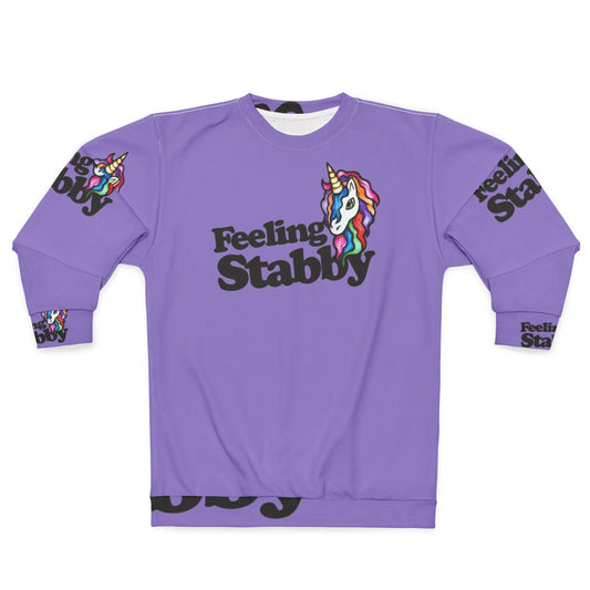 Feeling Stabby Unicorn Sweatshirt with Retro Rainbow Design