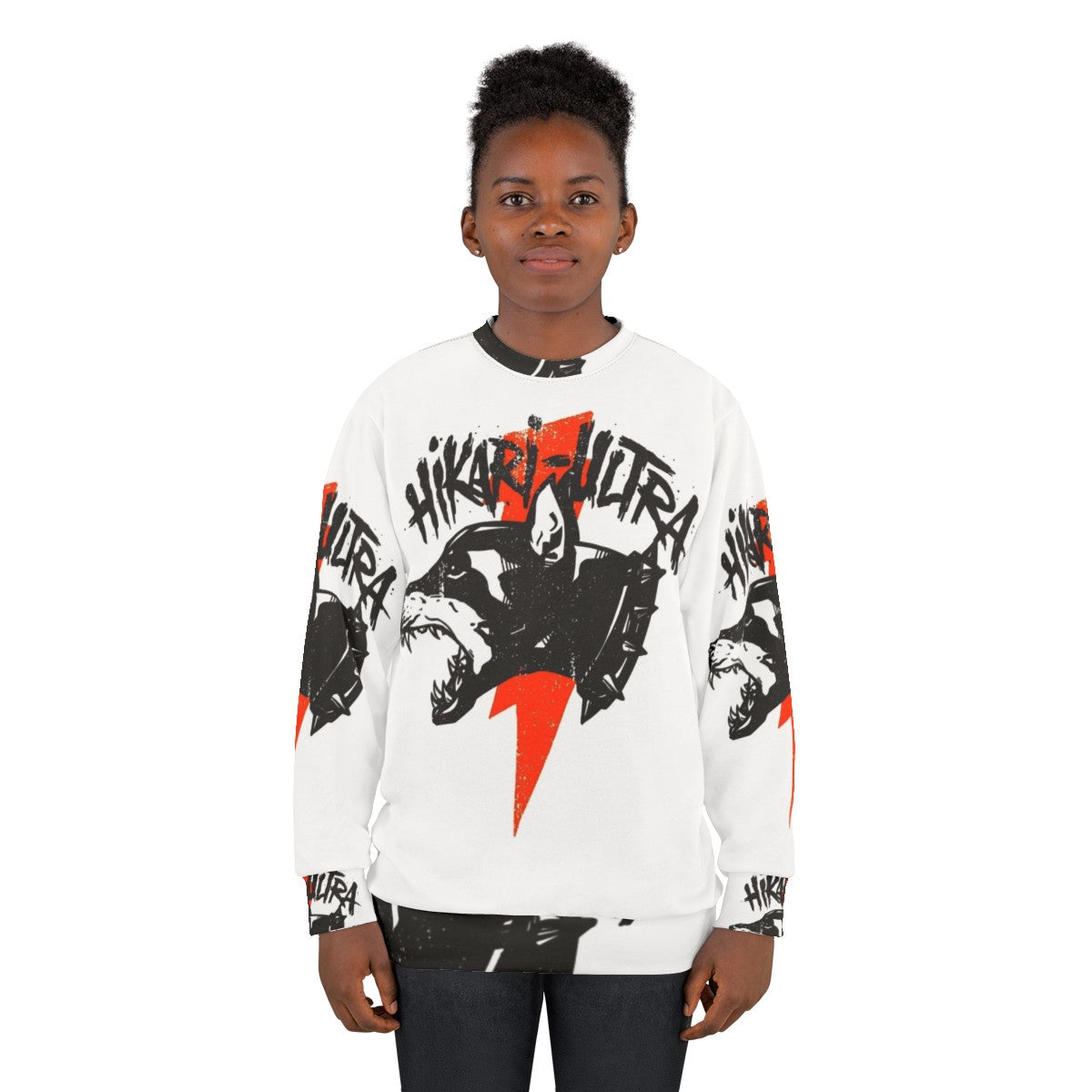 Vintage-inspired thunder dog red grunge sweatshirt - women