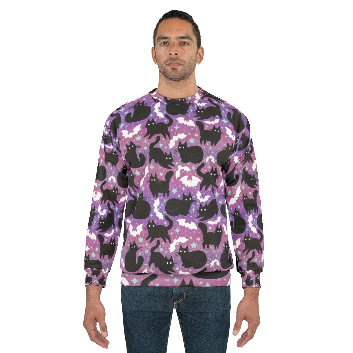 Pastel Halloween Black Cats Spooky Cute Sweatshirt - men