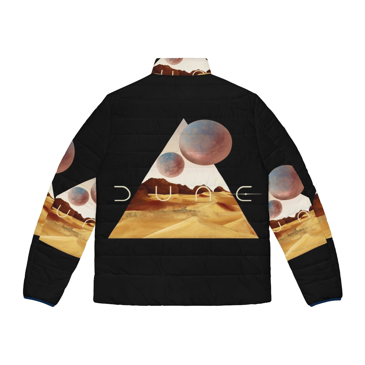 Dune-inspired puffer jacket featuring a sandworm design - Back